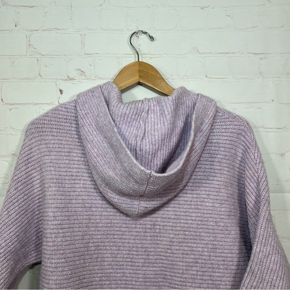 Old Navy Sweater Womens Small Medium Purple Ribbed 3/4 Sleeve Hoodie Sweater - Picture 9 of 12